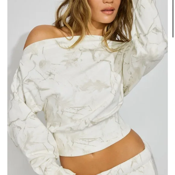 Garage SoftTerry Rib off Shoulder Sweater - Picture 1 of 3